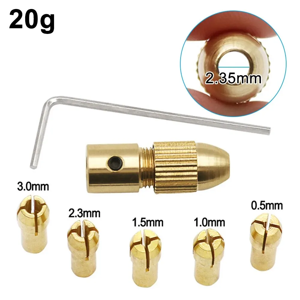 6 Piece Set Hole Diameter 1.0-3.0mm Brass Center Shaft Drill Chuck Set Small Motor Electric Drill Accessory Tool Set