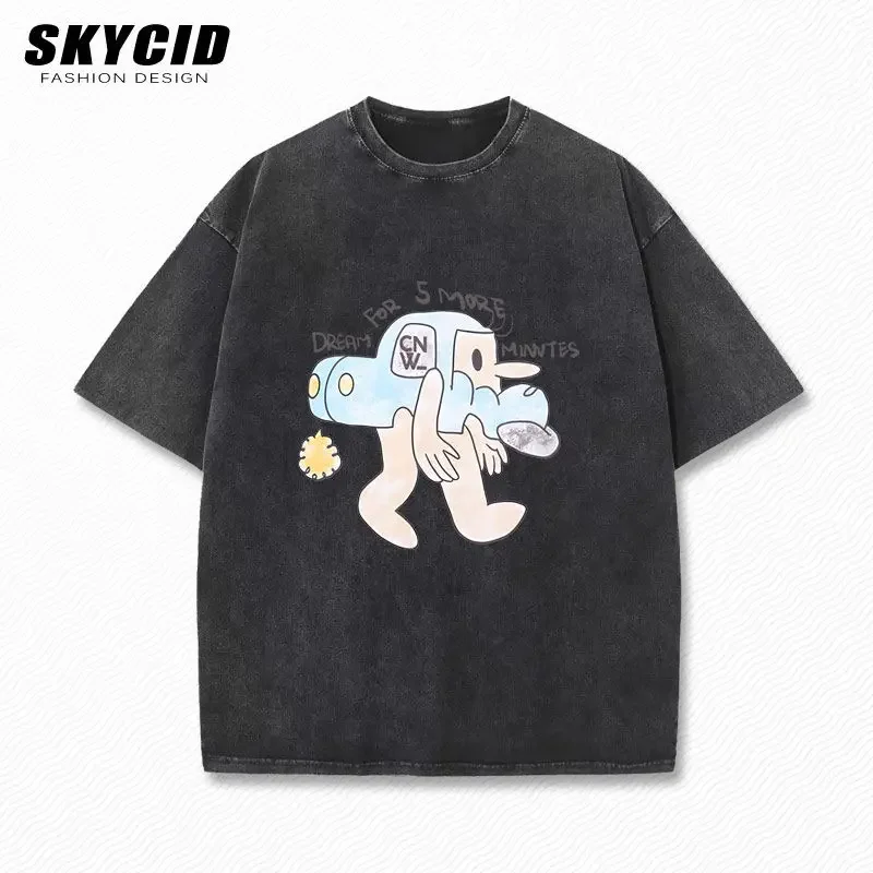 

Autobots Cartoon Print Retro Washed Short-sleeved T-shirt Summer Men's and Women's Loose Top Yd