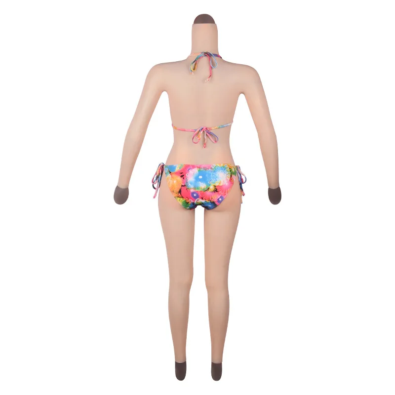 DCup Silicone bodysuit Nine points jumpsuit realistic breast Form false vagina full cover false skin fake boobs for Crossdresser