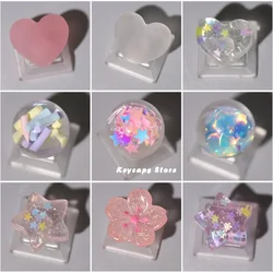 DIY Personalized Keycaps Cute Cat Claw Crystal Keycaps Handmade Mechanical Keyboard ESC Keys Pink Crystal Ball Keycaps