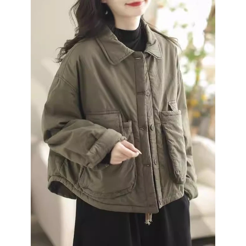 

Мужской утепленный стеганый жилет из хлопка в стиле ретро, свободного кроя, с отложным воротником, для осени и зимы, больших размеров, рабочая одежда