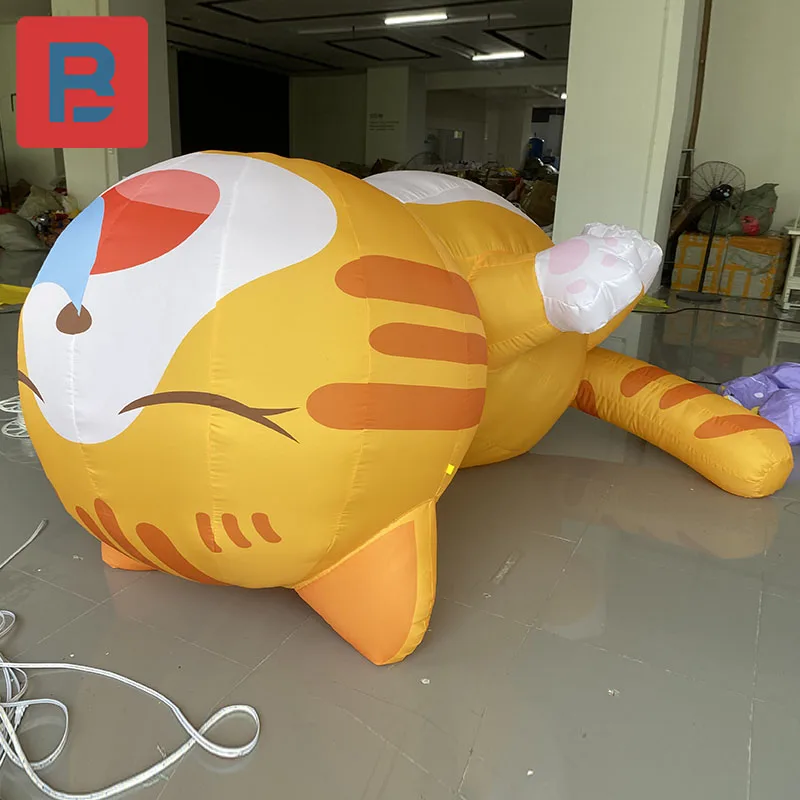 Inflatable sleeping Orange Cat Model Cat Pet Festival Lucky Cat Mall Outdoor Park can be hung bar concert stage lighting ads