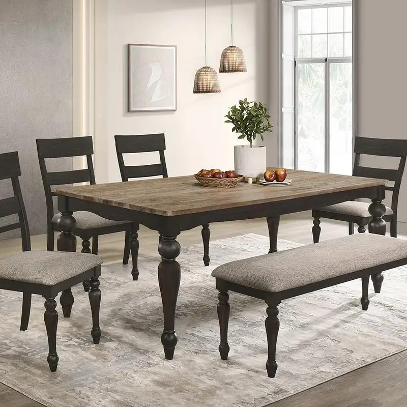 Brown Brushed 6-piece Rectangular Dining Set for Modern Home with Elegant Design & Comfort