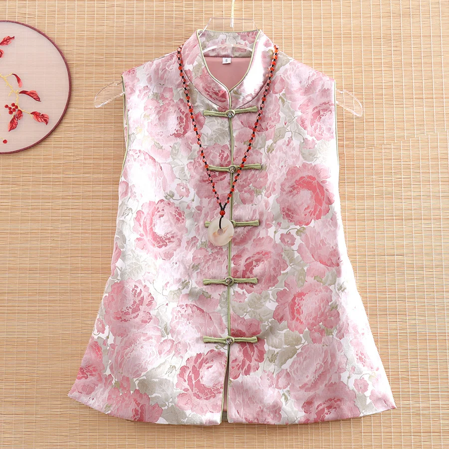 

High-end New Style Spring Autumn Women Vest Top Chinese Style Retro Jacquard Elegant Lady Sleeveless Vest Female S-XXL