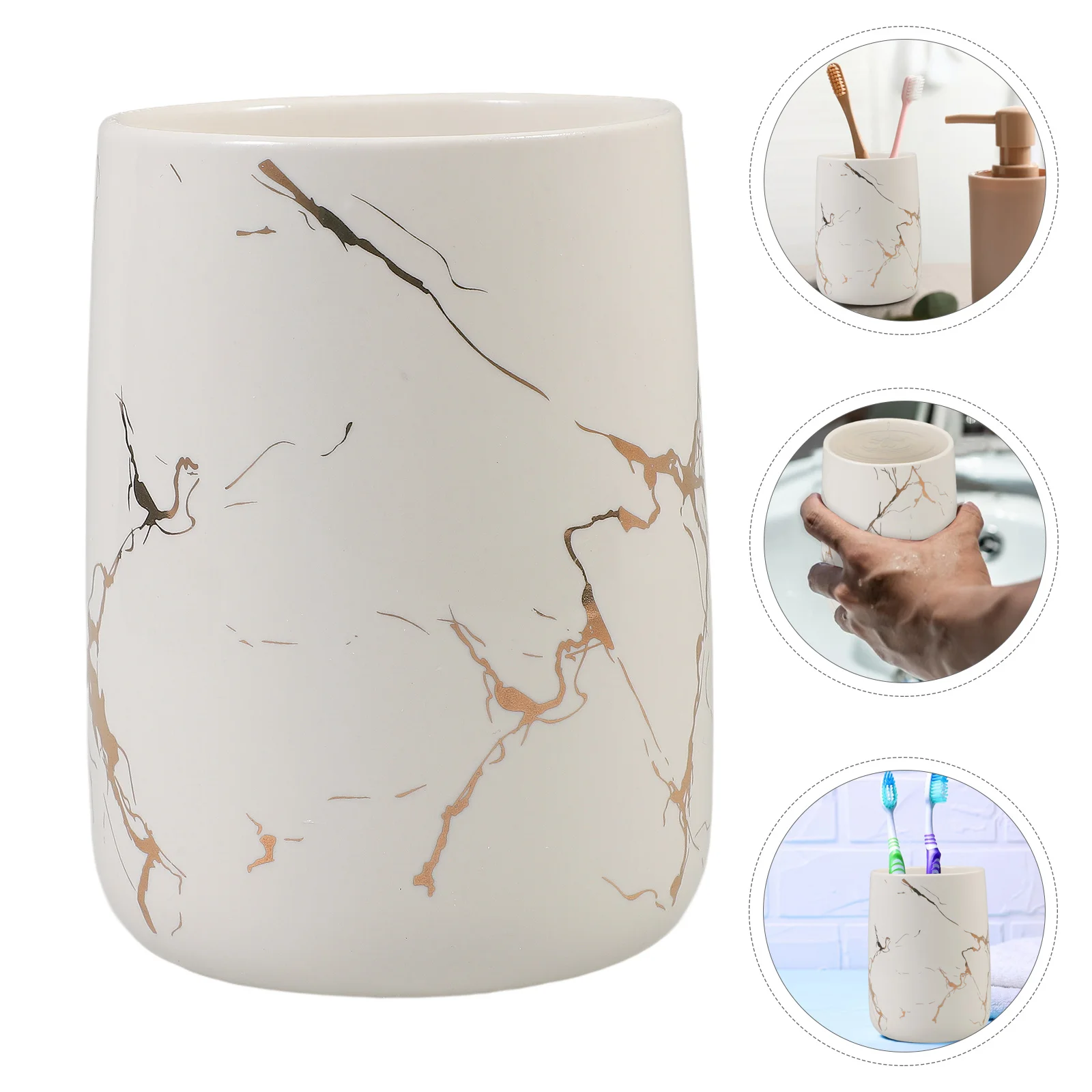 

Marble Wash Cup Travel Tumbler Bathroom Toothbrush Cups Mouth Toothpaste Holder Supplies Storage Reusable