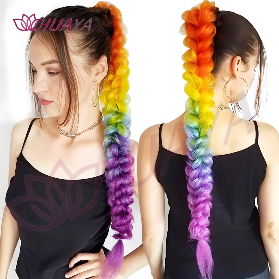 Cabello trenzado sintético ombré, 30 pulgadas, 1 paquete, extensiones trenzadas coloridas Jumbo preestiradas para mujeres
