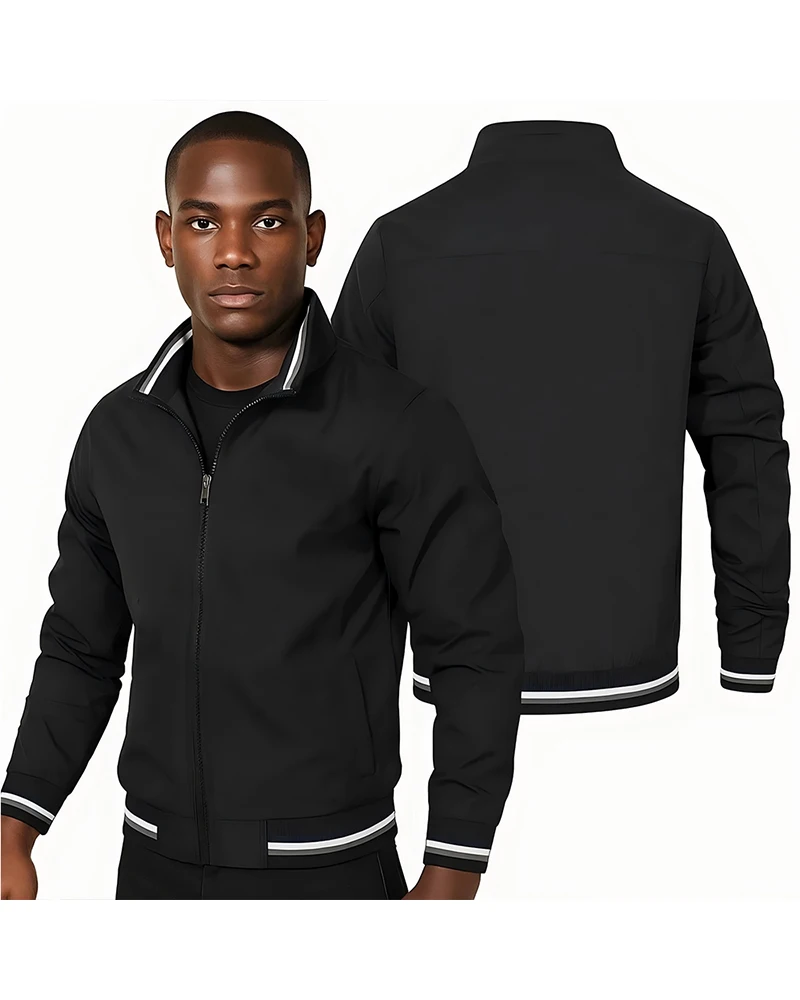 

European and American trade casual jacket men's Amazon factory direct sales, spring and autumn sports pure color men's jacket tr