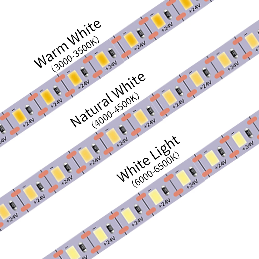 5mm 8mm PCB 2835 LED Strip Light 24V 1 LED Cut Super Bright 120LEDs/m Flexible LED Tape White/Warm White/Natural White 10M/lot