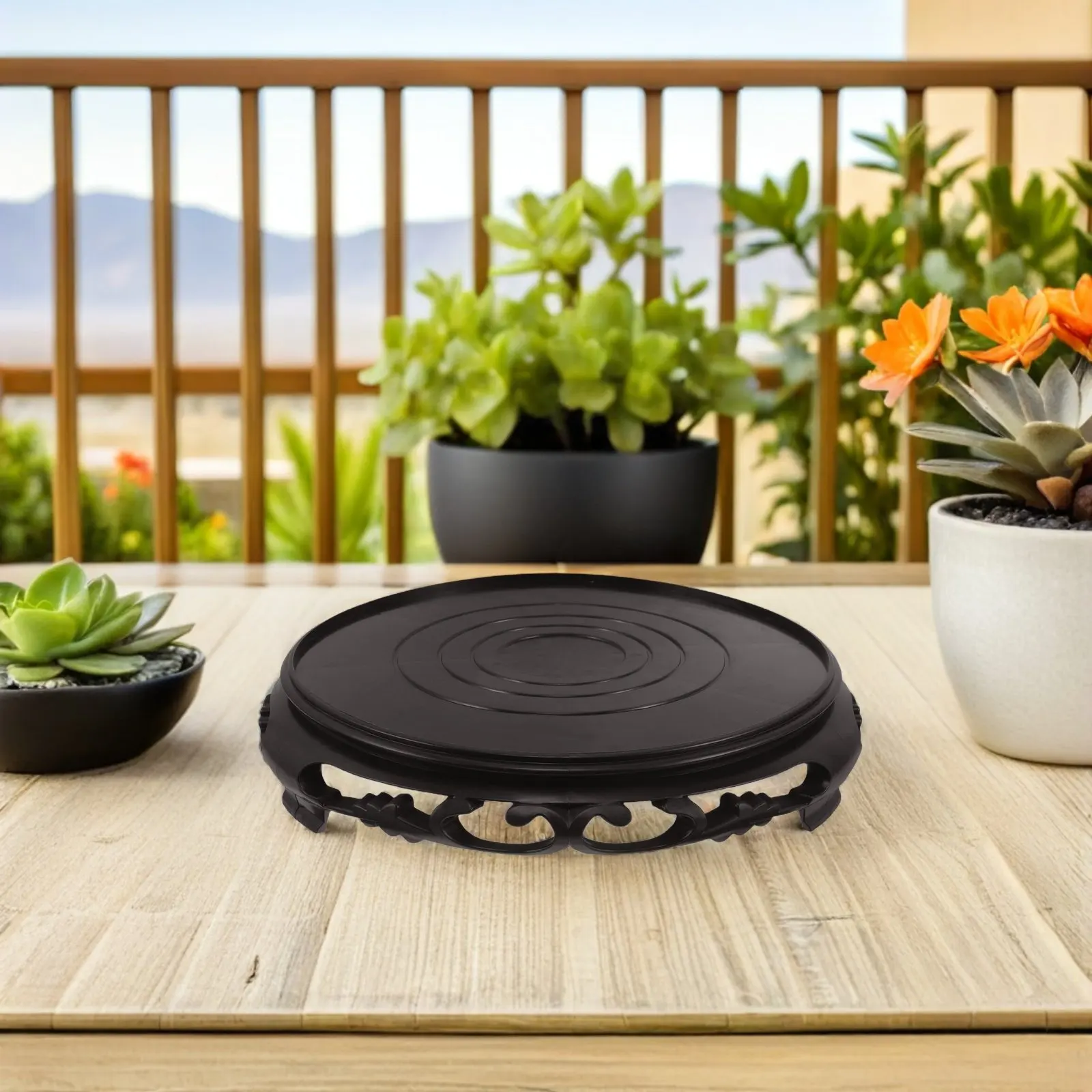 Heavy Duty Plastic Flower Pot Bottom Tray 13.6x2in Round Planter Base Indoor Outdoor Elevated Water Drip Tray Flower Pot Holder