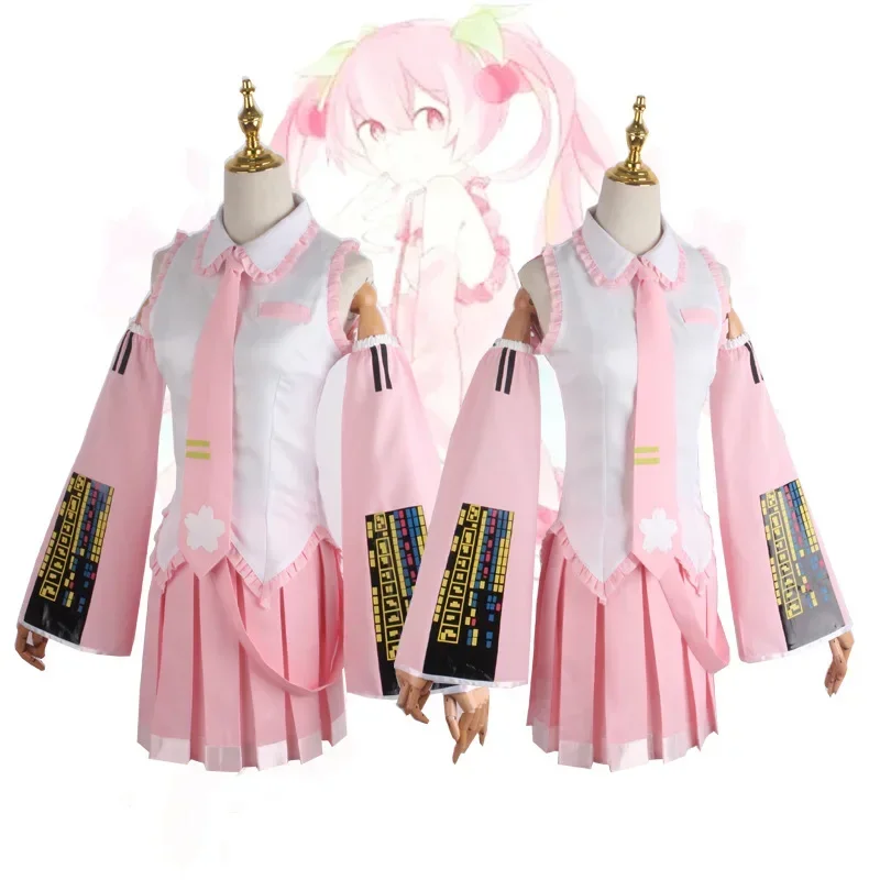 Pink Miku Cosplay Costume Performance Suit Cos Suit Hatsune Miku Regular C Suit Wig Jk Cosplay Girls Spring Sakura Cherry Miku