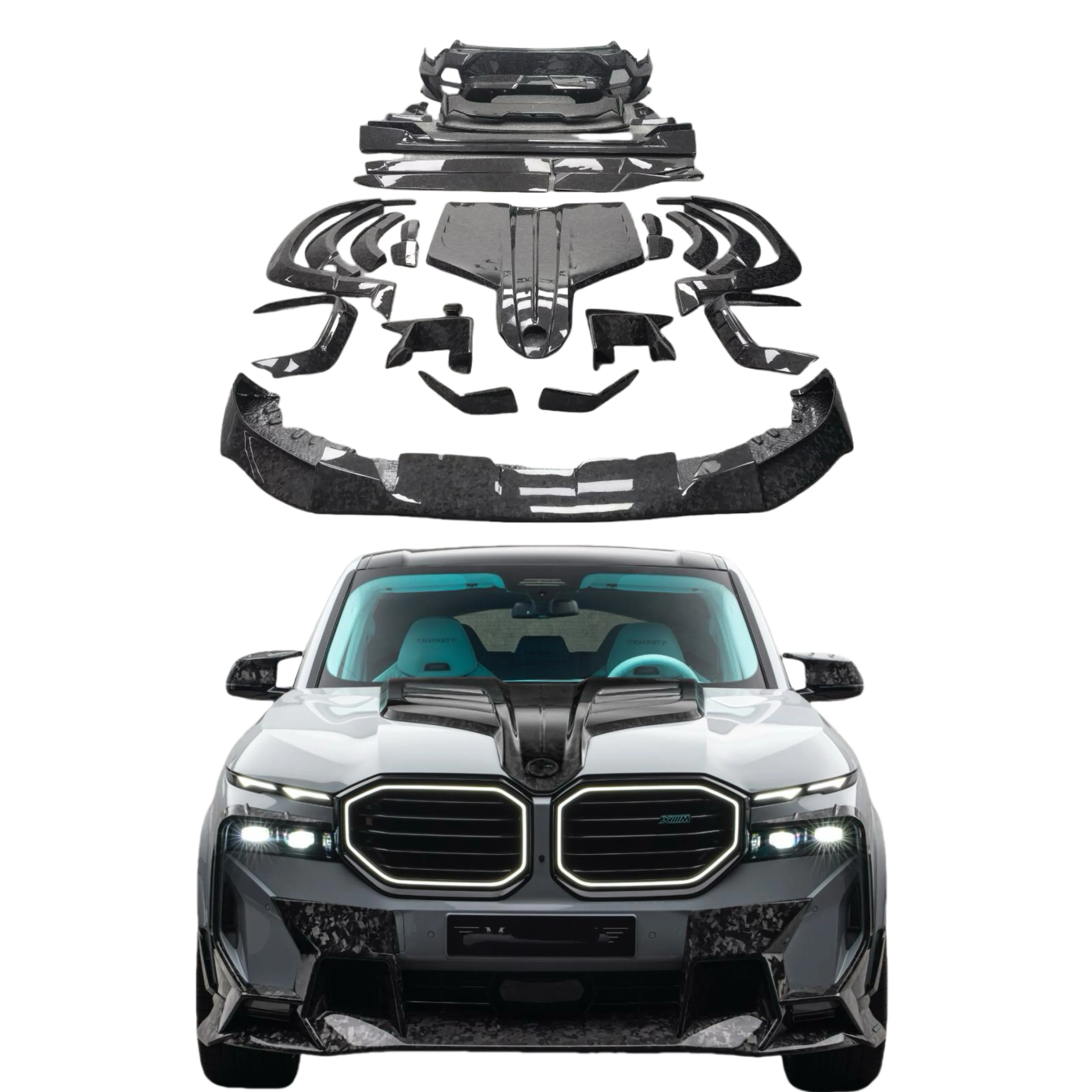 MSY Style High Quality Carbon Fiber Body Kit for  XM Front Lip Side Skirt Spoiler Hood Rear Diffuser Wide Body Kit