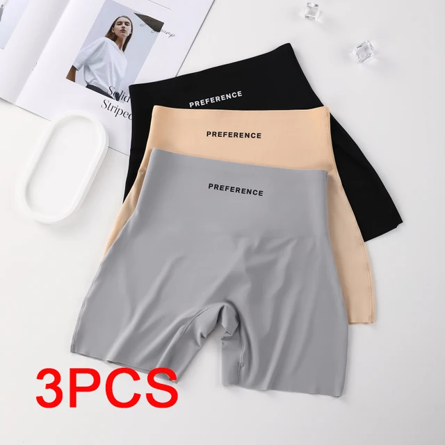 3 sztuk/zestaw spodenki ochronne spodenki w dużych rozmiarach bezszwowa bielizna dla kobiet krótkie spodnie ochronne lodowy jedwab majtki letnie Intimates