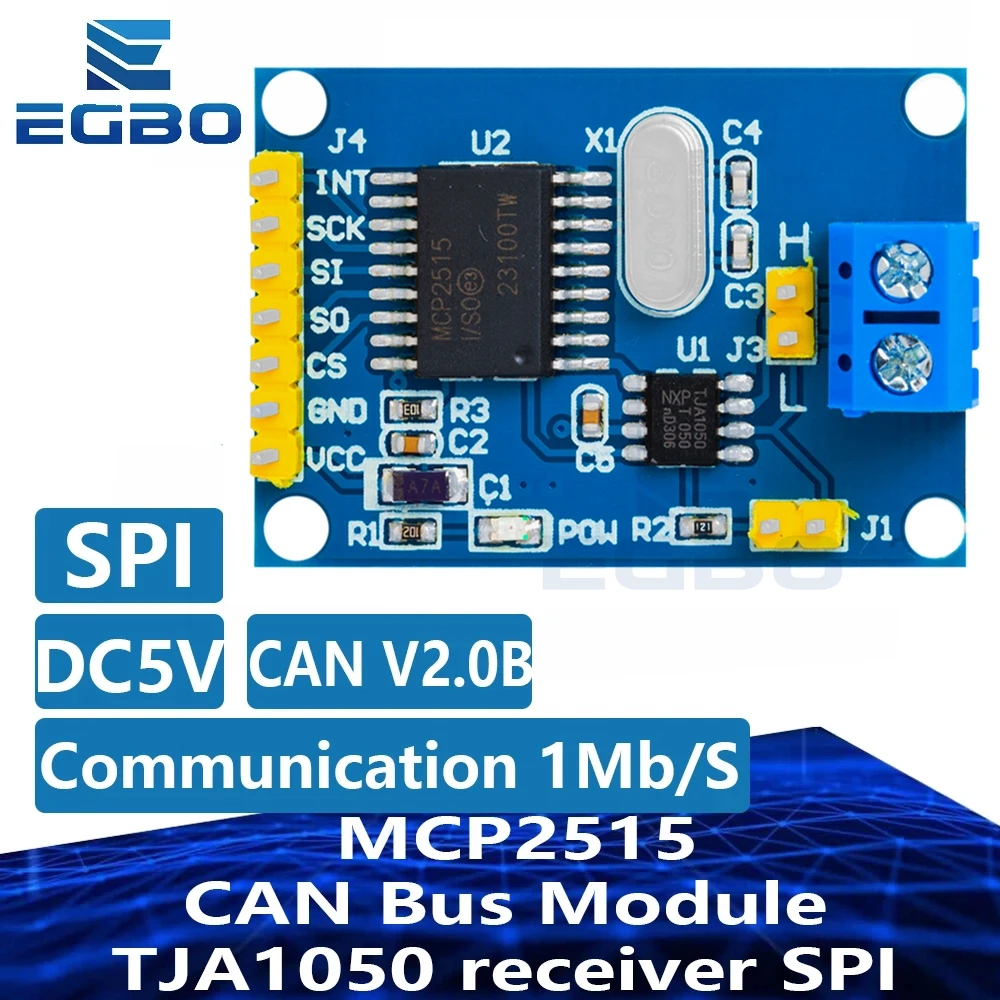 1PCS EGBO  MCP2515 CAN Bus Module TJA1050 receiver SPI For 51 MCU ARM controller