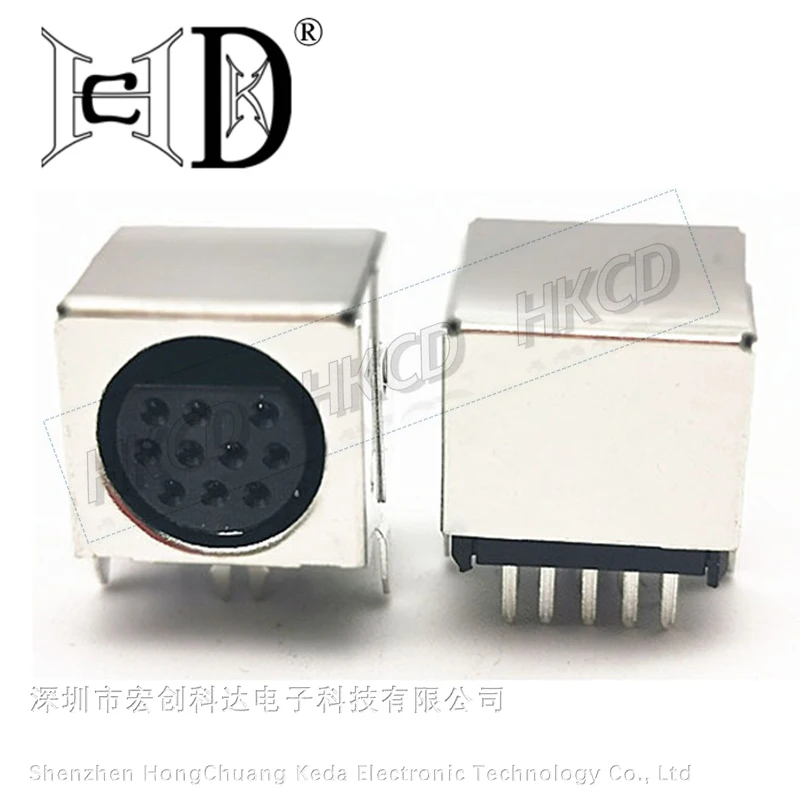 5pcs DIN-1001 DIN 10 Pin Female Jack Socket Vertical DIP Metal Shielded PCB Mount Connector for Serial Port Industrial Devices