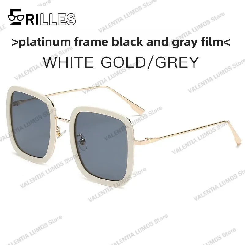 Nuevas gafas de sol cuadradas coreanas - Marco grande UV400 Anti-UV Trendy Street Style Influencer Diseño único y elegante para mujeres y hombres