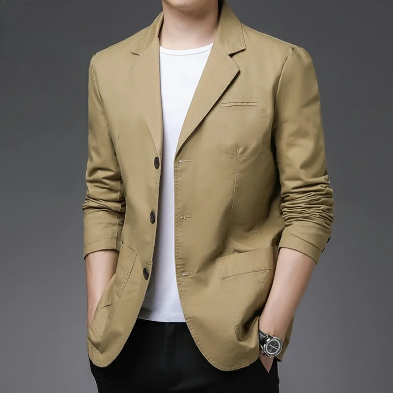 

Мужской повседневный деловой костюм Rn: новая модная хлопковая куртка с длинным рукавом и круглым вырезом, приталенного кроя, для весны и осени