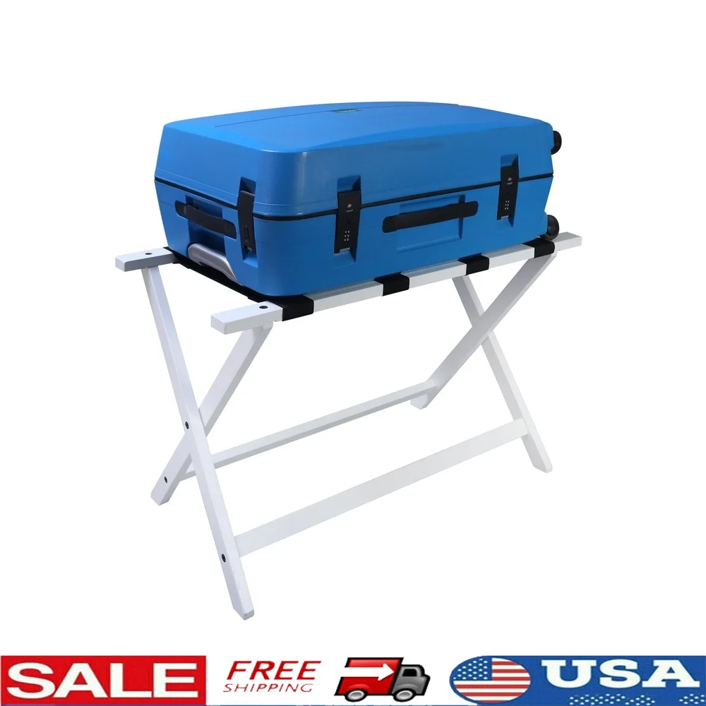 

Solid Wood Folding Luggage Rack Heavy Duty Straps Portable Storage Travel Camping Hiking Fits Large Bags 50lbs Capacity