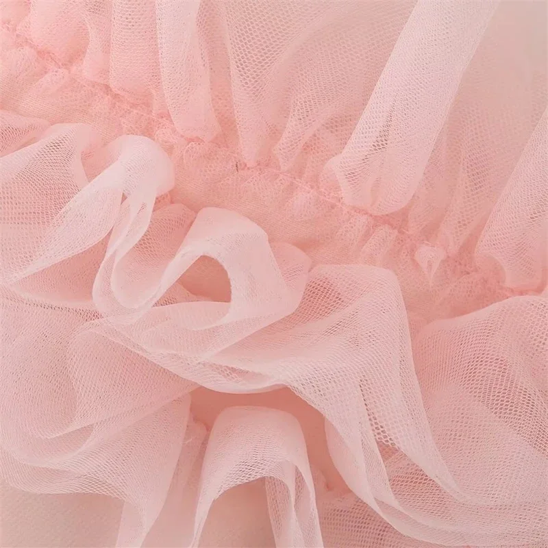 2025 Zomer Sexy Slim Fit Hoge Taille Bodycon Korte Rok Met Pluizige Tule Mesh Laag Party Casual Mini Jurk Voor Vrouwen