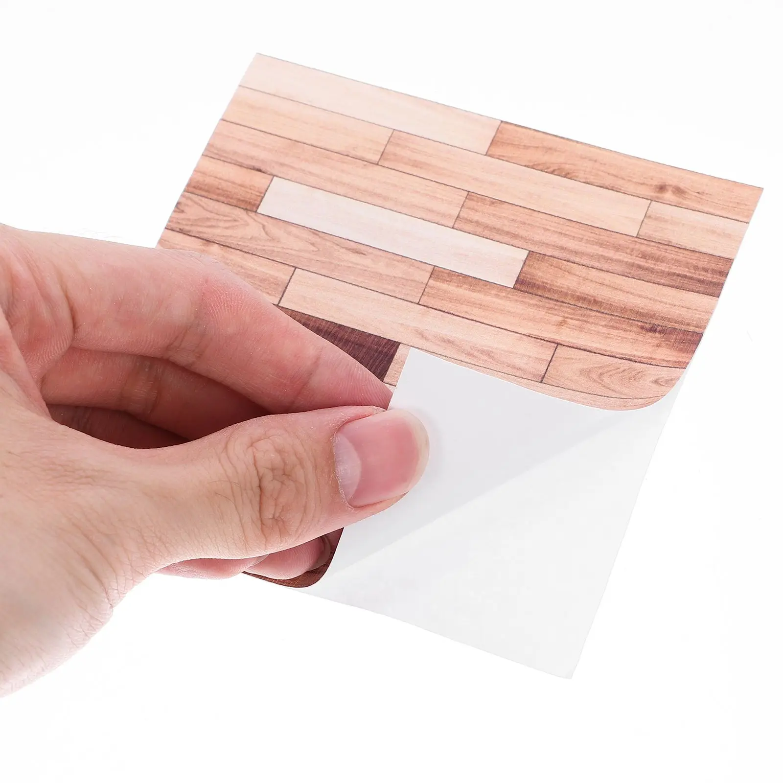 5 sztuk samoprzylepne panele ścienne 10x10cm drewno słojowane akcesoria do domku dla lalek miniaturowe tapety DIY dla skali 1:12