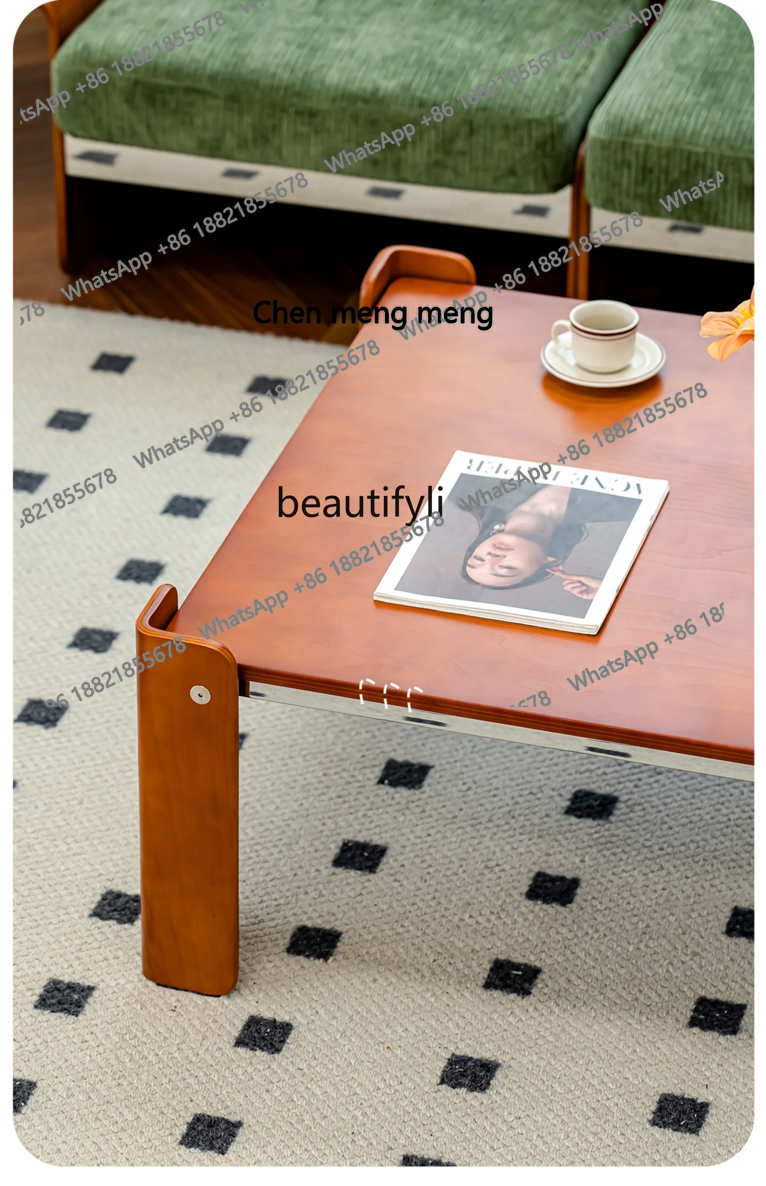 Retro light luxury coffee table designer household sofa tea table  small apartment balcony corner table H