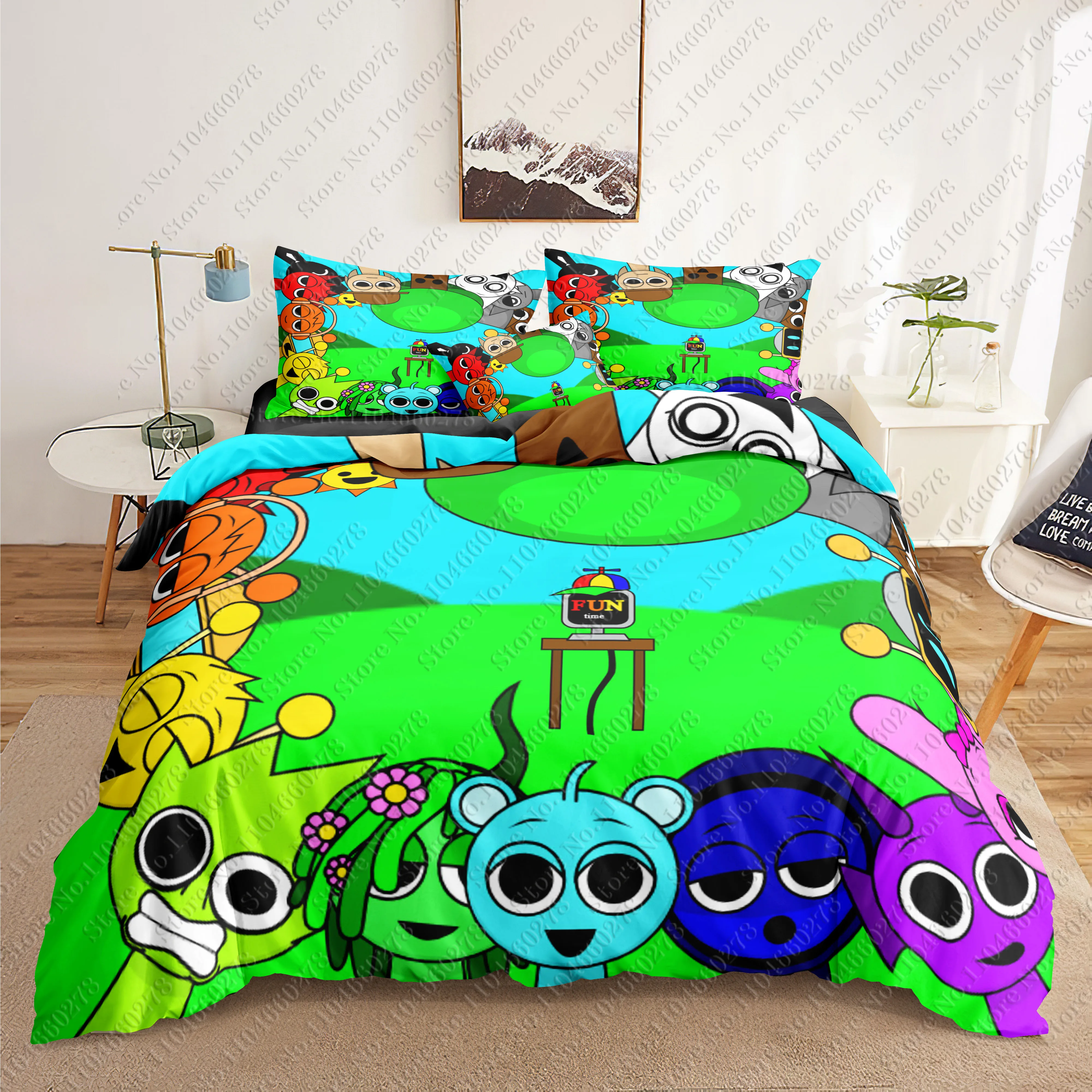 

Sprunki 3D Bedding Sets print duvet cover Adults/ children bed comforter birthday gift dropshipping