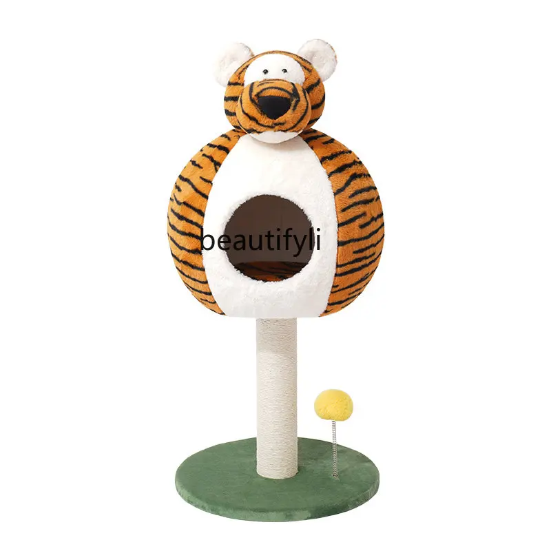 

zqTiger Cat Climbing Frame Cat Nest Integrated Vertical Scratching Post Cat Small Cat Climbing Frame Cat Nest Pet Bed