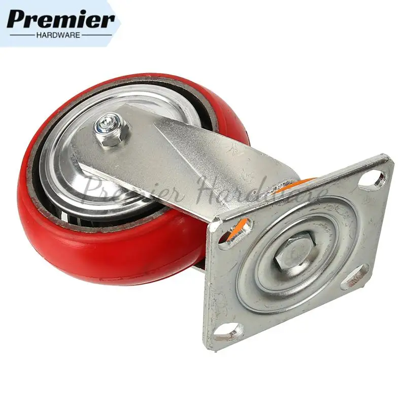 

Wear-Resistant Rubber Construction for Factory Warehouse Shelves 6 Inch Red Universal Wheel with Iron Core - Silent
