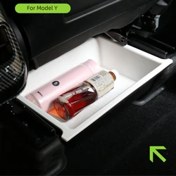 Under Seat Storage Box For Tesla Model Y 2020-2023 Waterproof Double Layer Hidden Tray ABS Organizer Drawer Bins Car Accessories