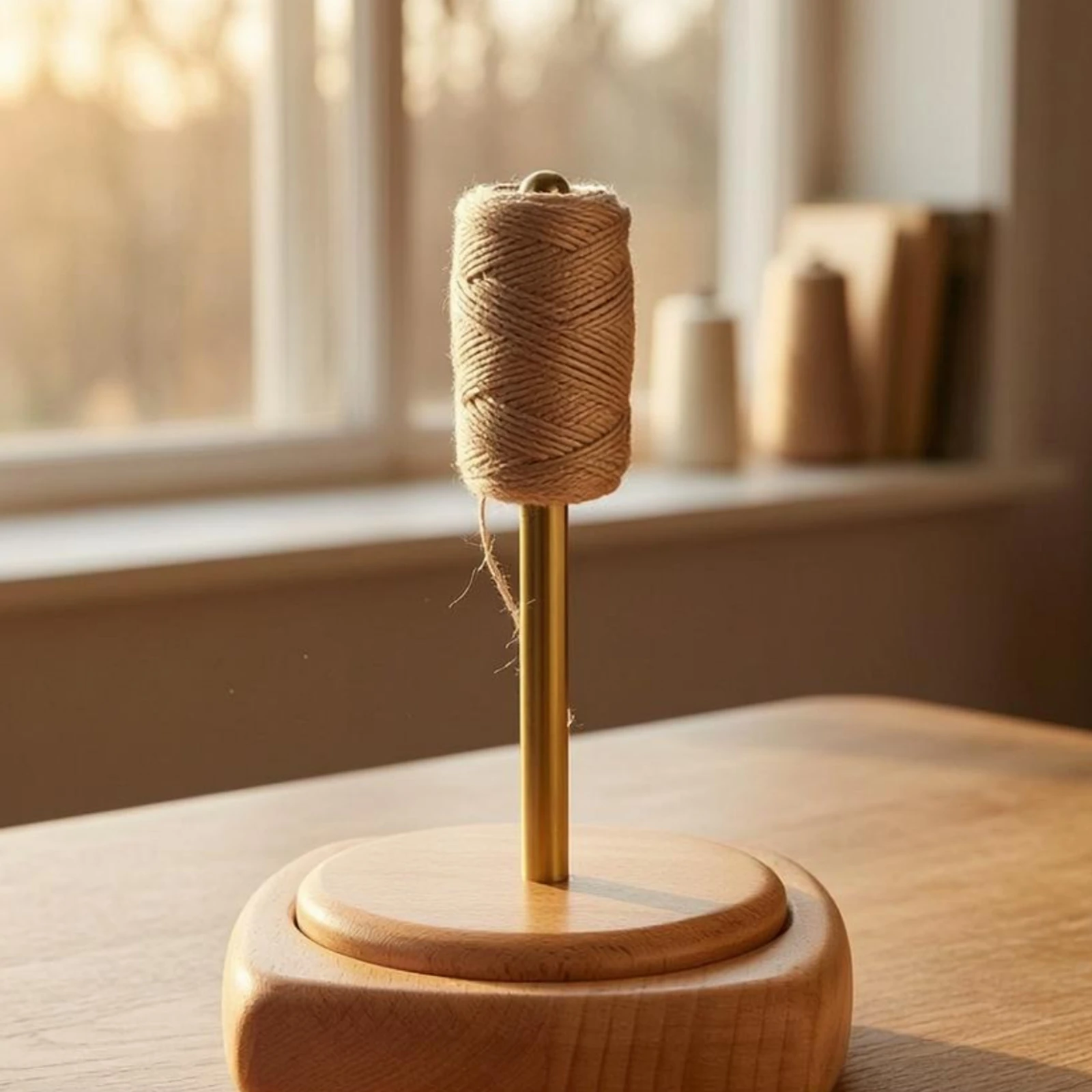

Yarn Spindle Holder Natural Wood Finish Wooden Yarn Holder Craft Tool Square Base Rounded Top for Knitters