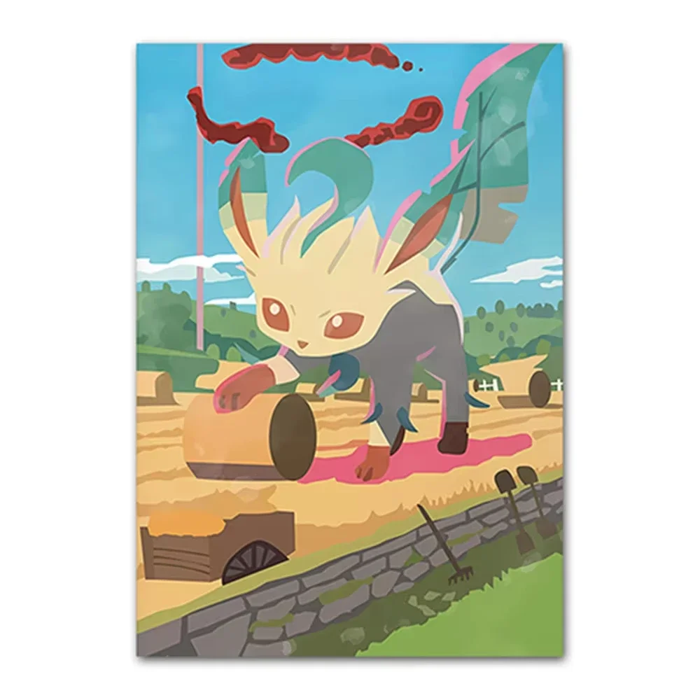 2026 Pokémon Pikachu Anime,Canvas Painting Retro Illustration Style Eevee Evolution Series Canvas Poster Rich Layered