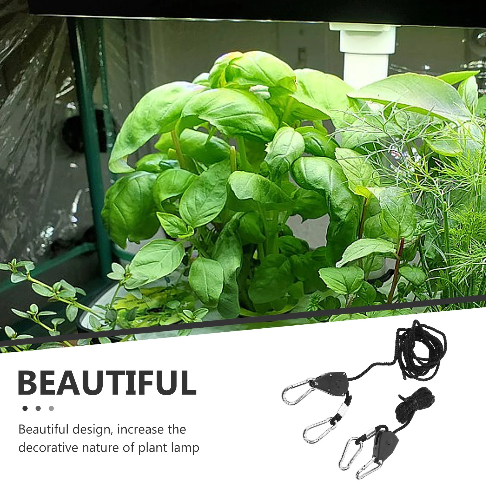 1Pair Adjustable Rope Hanger Reinforced Metal Ratchets with Locking Mechanism for Grow Light and Plant Equipment