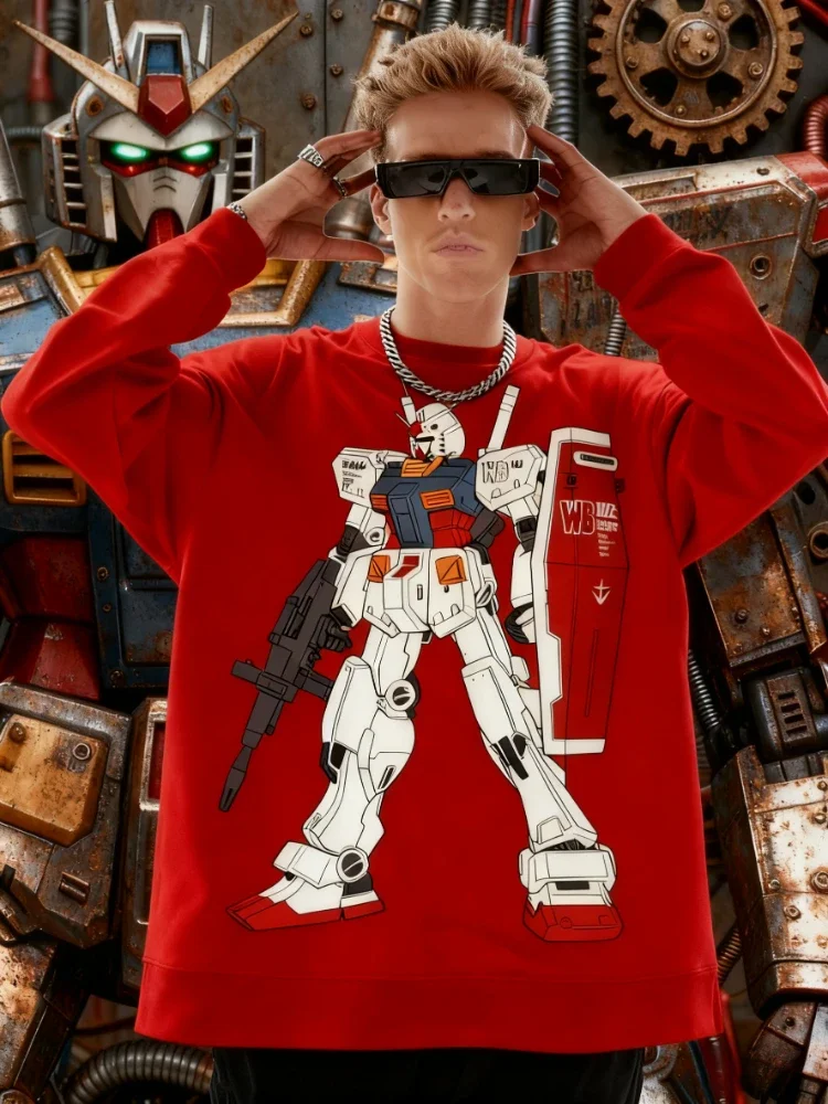 La nueva sudadera de cuello redondo con estampado de estilo de dibujos animados de primera generación Gundam RX-78-2 es fresca y adecuada tanto para hombres como para mujeres