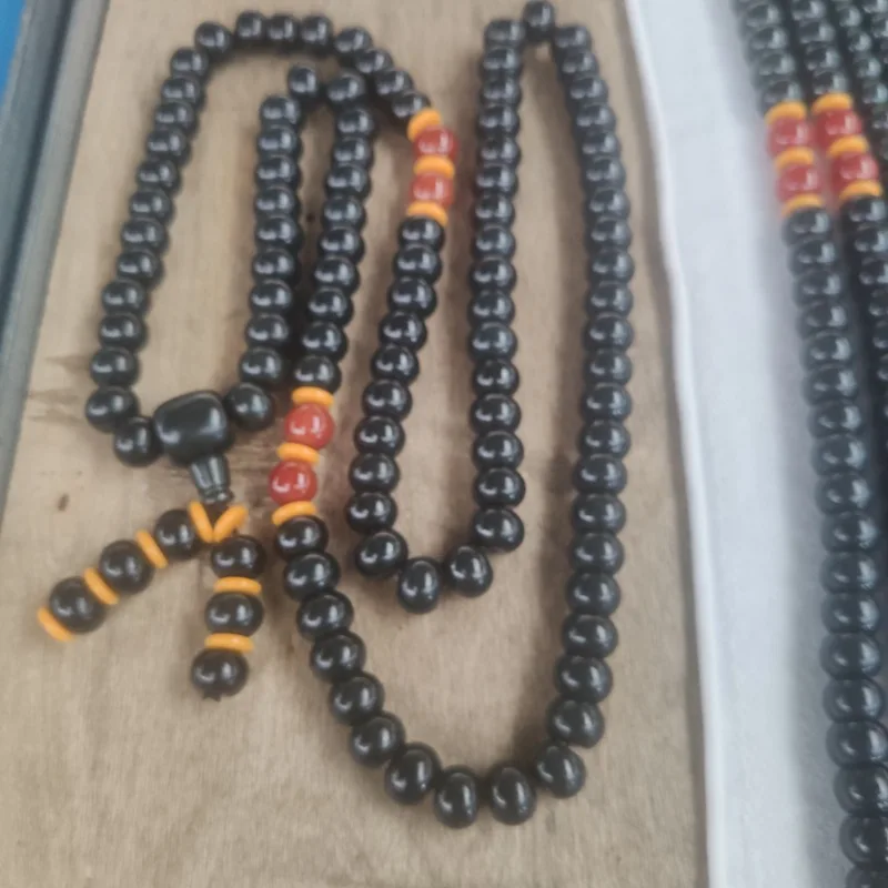 

Hetian Qing Jade Buddha Bracelet Three Circles 108 Beads Necklace