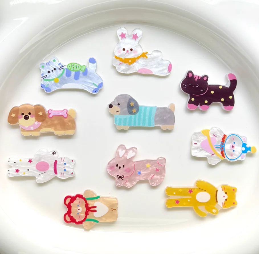 Cute Cartoon Acrylic Animal Pattern Phone Case Stickers DIY Cream Glue Small Accessories Water Design