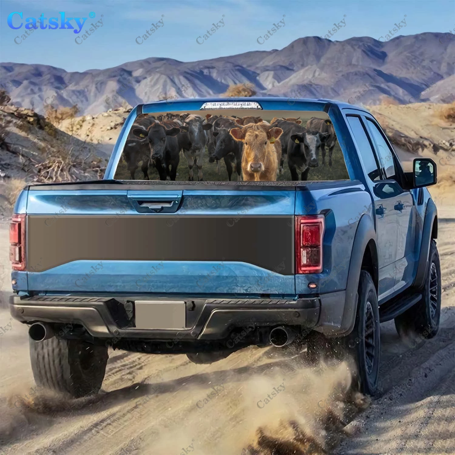 Animal Cow Rear Window Decals for Trucks,Pickup Window Decal,Rear Window Tint Graphic Perforated Vinyl Truck Stickers