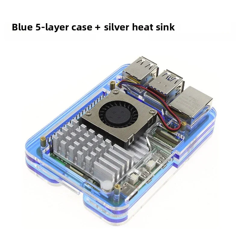 For Raspberry Pi 5 Case 5Layers Acrylic Lightweight Portable 5-Layer Acrylic Case Active Cooler Compatibility With Active Cooler