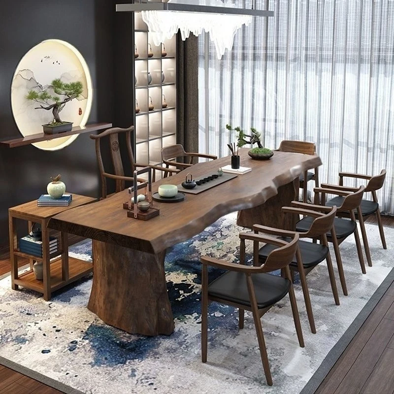 Solid wood log Nakajima platform display table bag shoe store clothing store display table living room