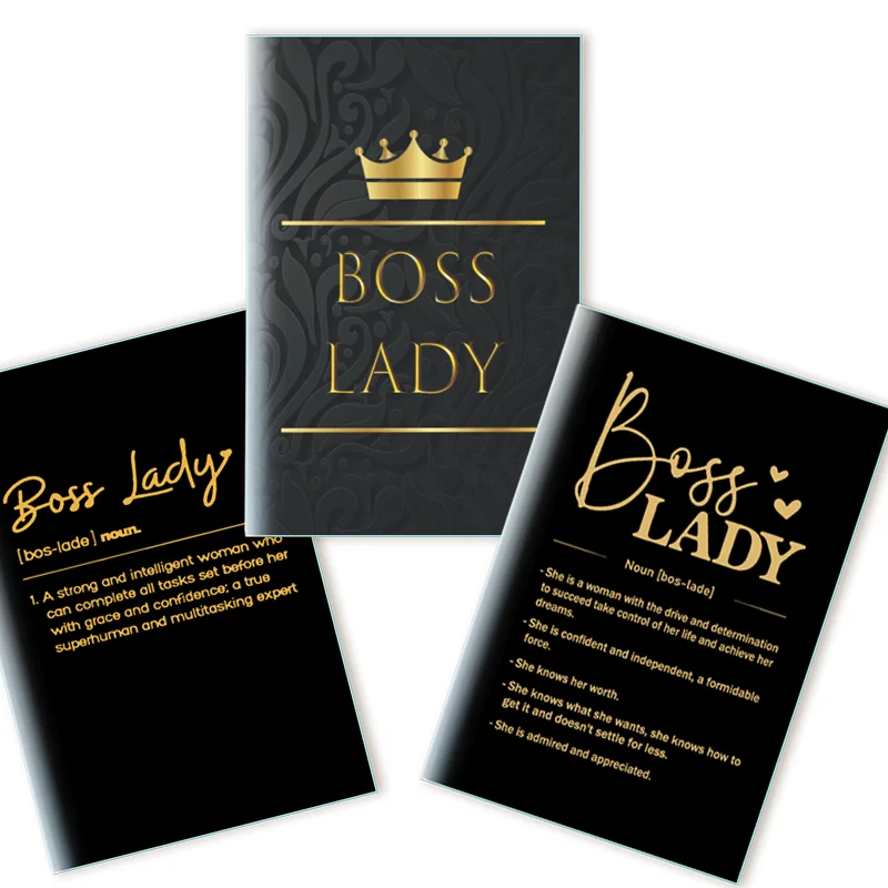 A5 Notizbuch - Schwarzes Motivations-Notizbuch für BOSS LADY - Danke-Boss-Geschenk, Ruhestands-Geschenk, Büro-Geschenk - Goldene Krone Journal