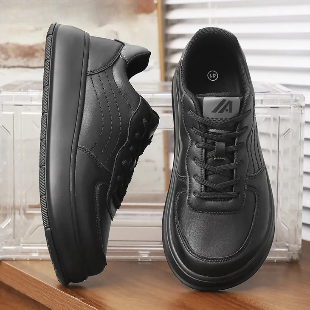 2025 bola minimalista punta ancha caja nariz casual zapatos para caminar zapatillas de deporte tela cuero apilado altura calzado para hombres hombre mujer