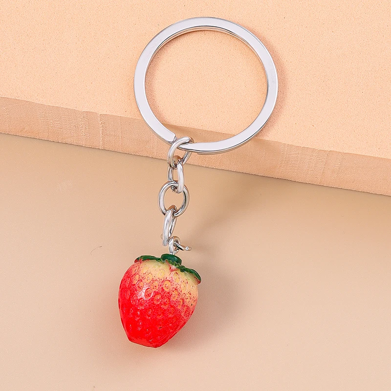 Aihua Schlüsselanhänger Niedlicher Mini Bitten Red Apple Schlüsselanhänger Obst Anhänger Schlüsselanhänger Damen Herren Schmuck Tasche Schlüsselzubehör – Detail 5