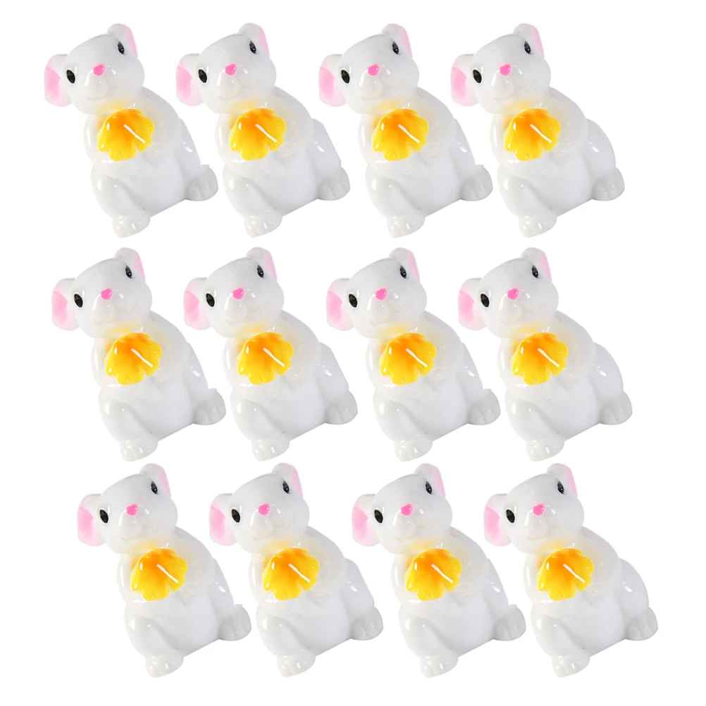 

12pcs Miniature Rabbit Figurines Resin Cute Bunny Sculptures for Mini Garden Landscape Decor Desktop Ornament Mini Animal
