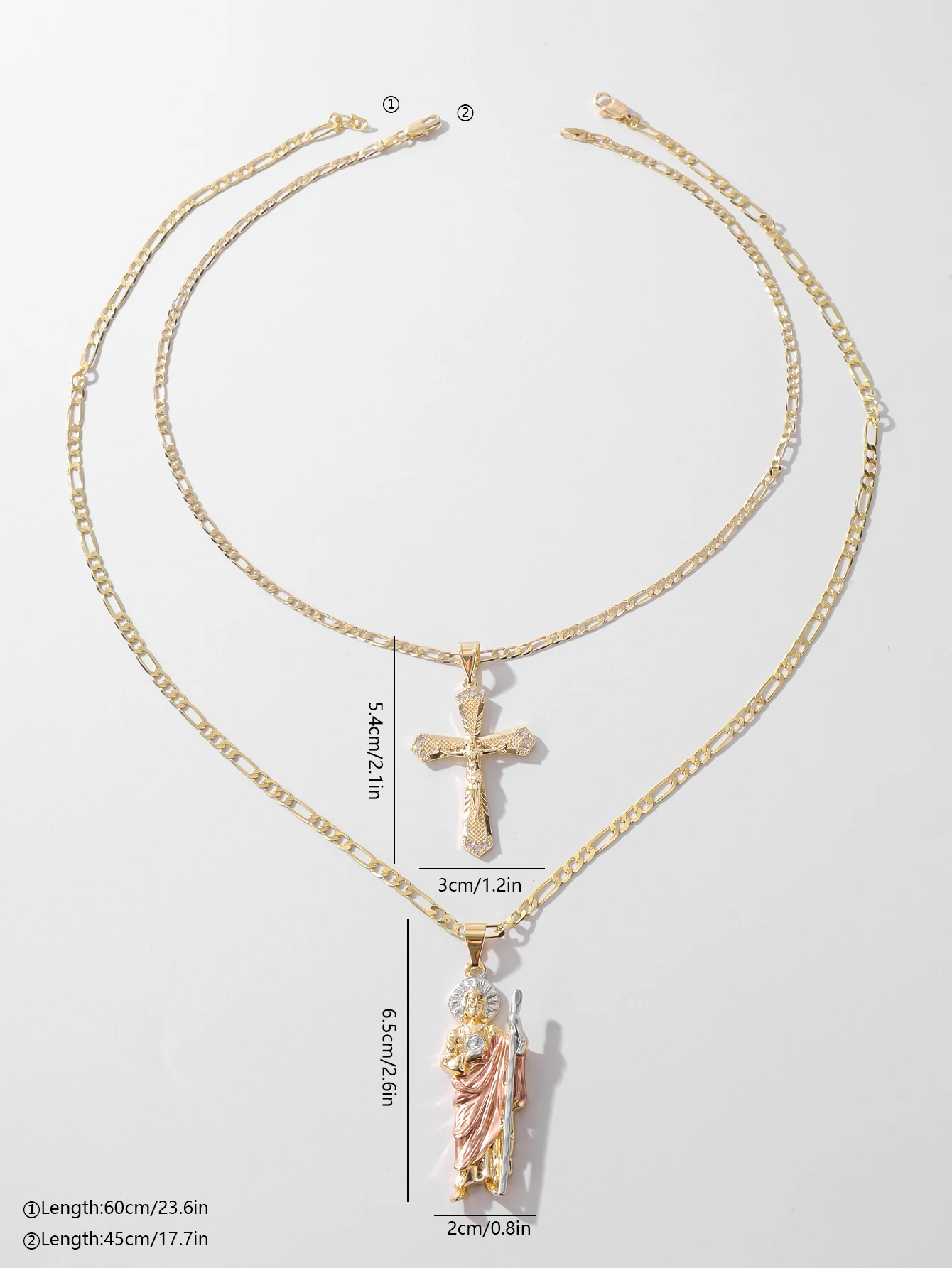 2 قطعة بنديكت و الصليب قلادة قلادة مجموعة خمر المجوهرات الدينية للجنسين الكاثوليكية الإيمان هدية هدايا عيد الفصح القلائد #4