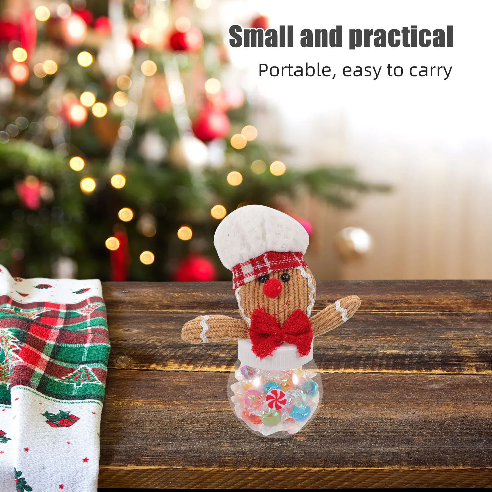 2Pcs Adorable Gingerbread Candy Jars Portable Xmas Containers for Biscuits Chocolates Holiday Gifts Gingerbread Man Container