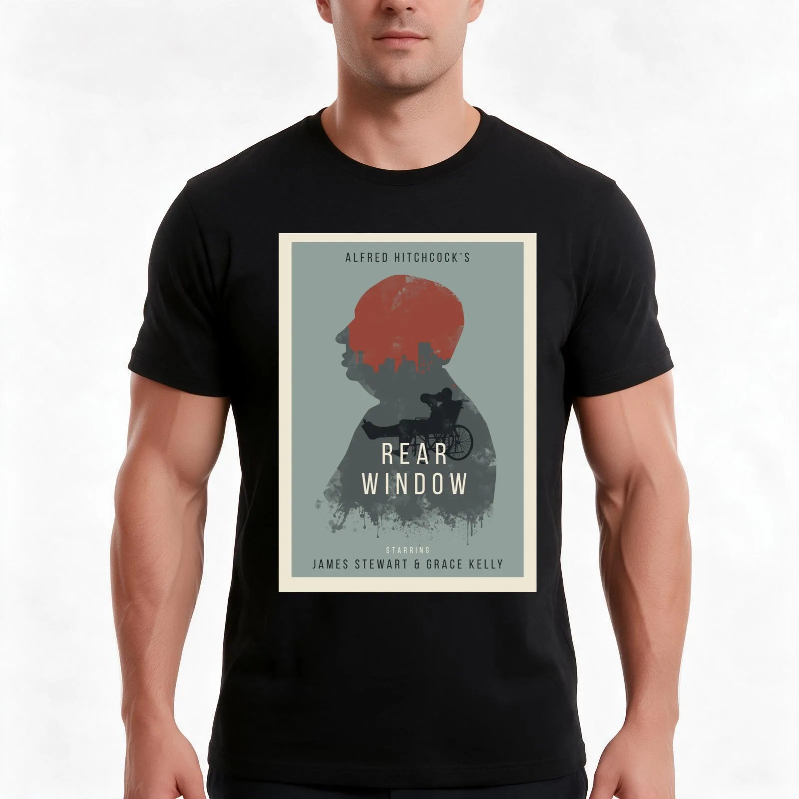 Alfred Hitchcock Rear Window T-Shirt, Cool Short Sleeve T Shirt, Loose Casual Summer Unisex Top