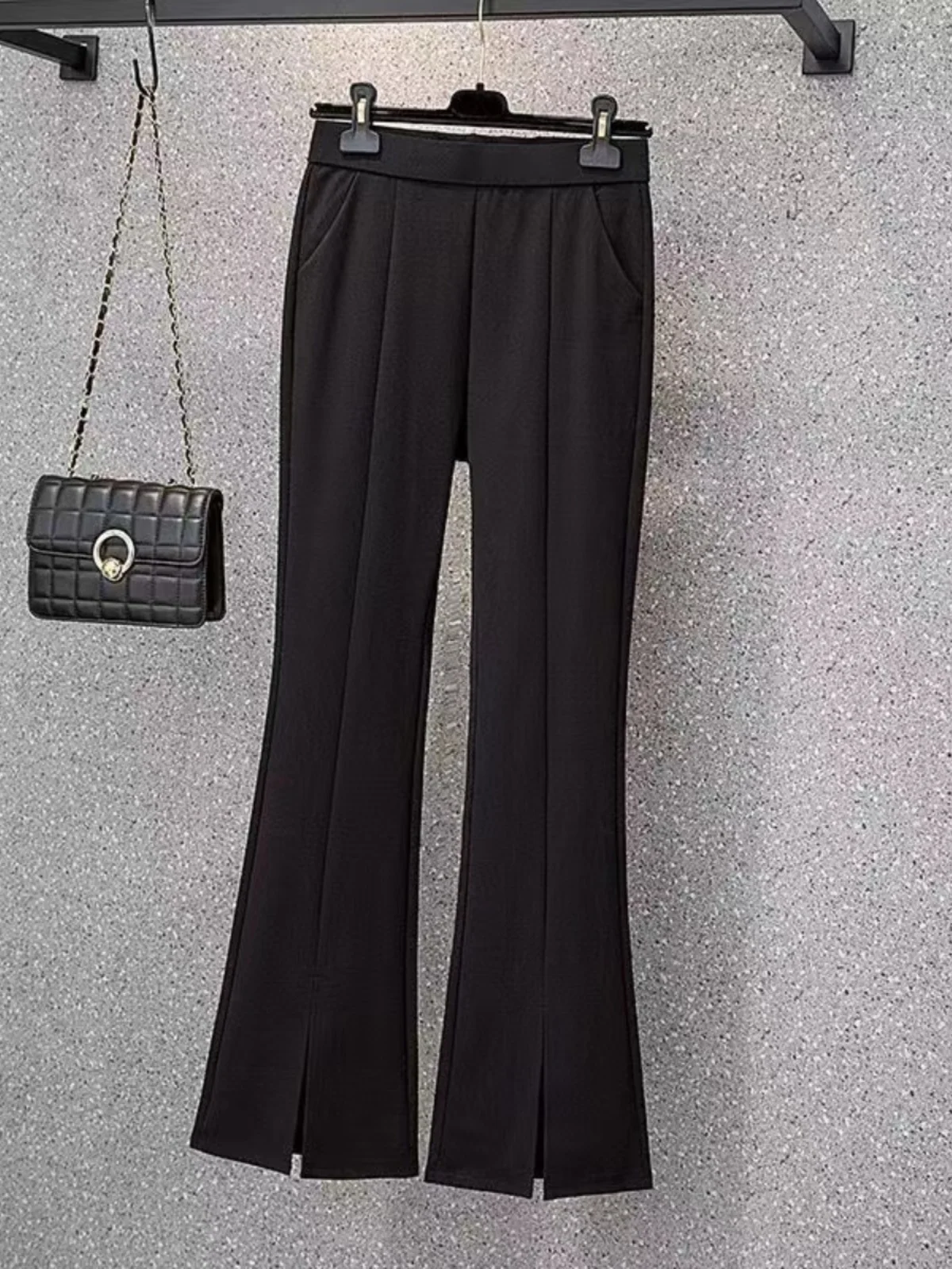 

Женские повседневные брюки с высокой талией, облегающие, слегка расклешенные, длинные, эластичные, для весны и осени