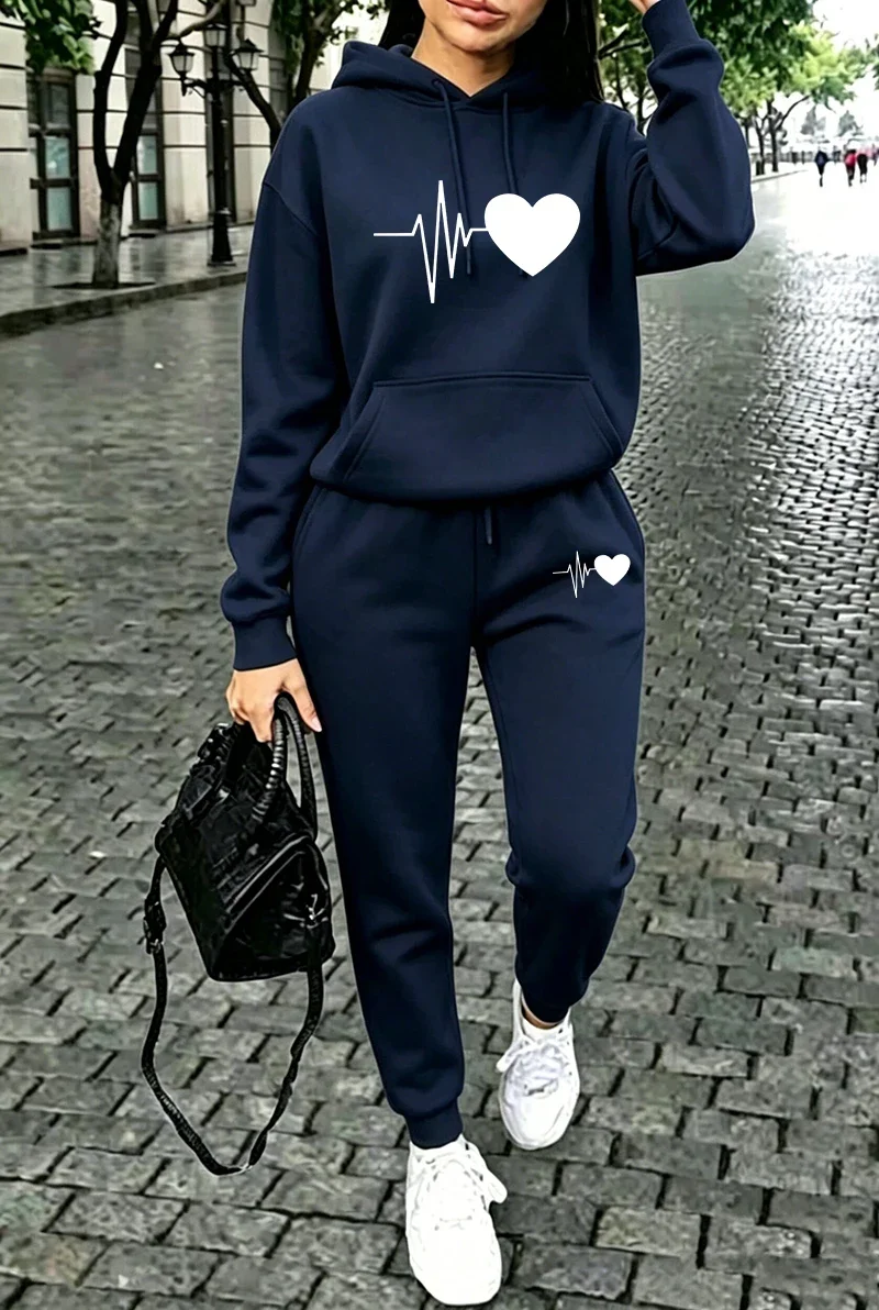 Hot Sales Women's Tracksuit Printing Casual Hooded Sweatshirt Outdoors Sports Jogging Clothes Autumn Winter Single Hoodie Pants