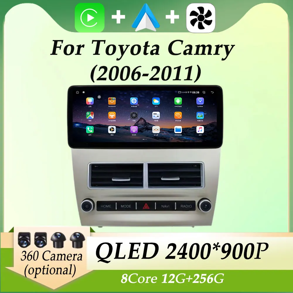 

Autoradio Car Radio Video Audio Multimedia Player for Toyota Camry 2006 - 2011 Carplay GPS Navigation Split Screen QLED Screen