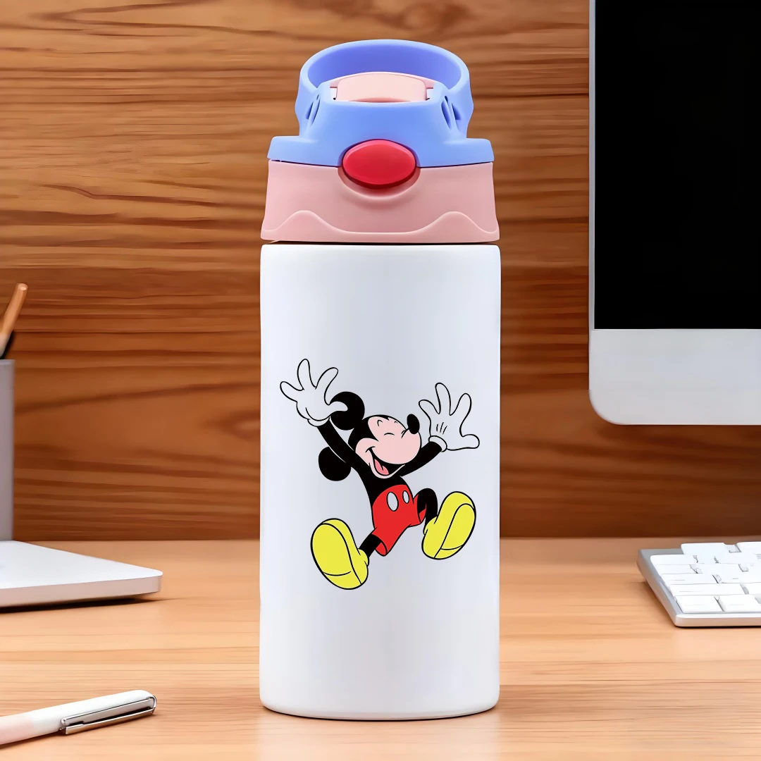 

Disney Classic Mickey Mouse Vacuum Cup - Black and White 304 Stainless Steel Cartoon Straw Cup for Kids New Year Gift