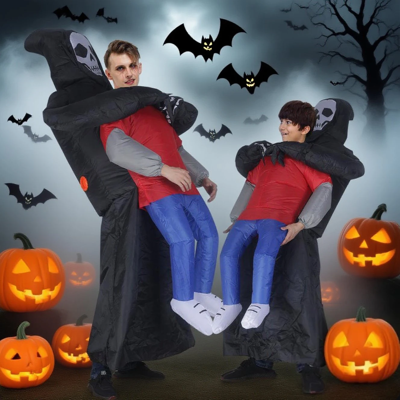 Disfraz inflable de Grim Reaper para adultos, disfraz de persona que lleva, traje de Halloween aterrador para fiesta, Cosplay, broma, actuación, espectáculo en escenario