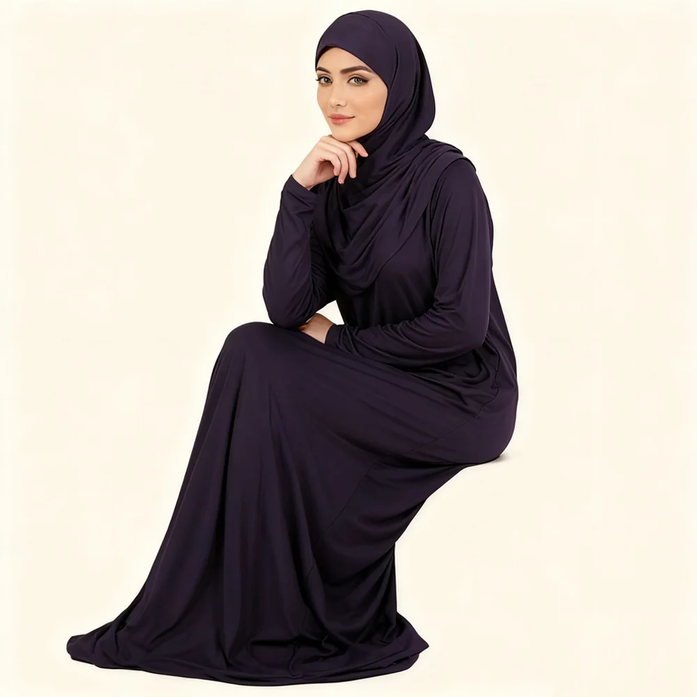 

2026 Ramadan Prayer Garment Women Muslim Hooded Maxi Dress Overhead Abaya Islamic Clothing Robe Abaya Kaftan Gown Khimar Abayas